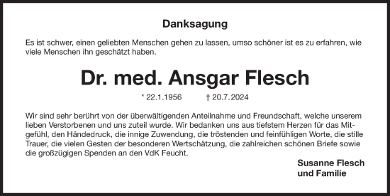 Traueranzeige von Ansgar Flesch von Der Bote