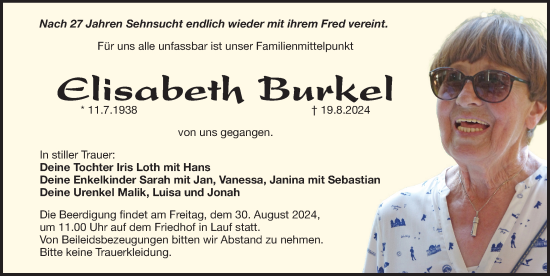 Traueranzeige von Elisabeth Burkel von Pegnitz-Zeitung