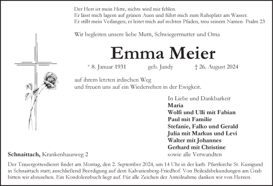 Traueranzeige von Emma Meier von Pegnitz-Zeitung