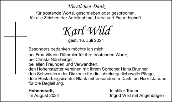 Traueranzeige von Karl Wild von Hersbrucker Zeitung Lokal