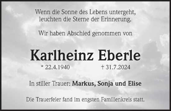 Traueranzeige von Karlheinz Eberle von Pegnitz-Zeitung