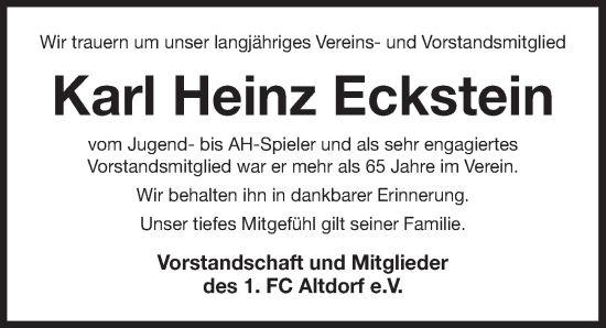 Traueranzeige von Karl Heinz Eckstein von Der Bote