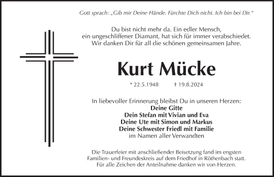 Traueranzeige von Kurt Mücke von Pegnitz-Zeitung