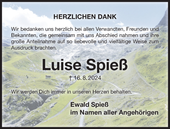 Traueranzeige von Luise Spieß von Der Bote