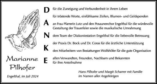 Traueranzeige von Marianne Pilhofer von Hersbrucker Zeitung Lokal