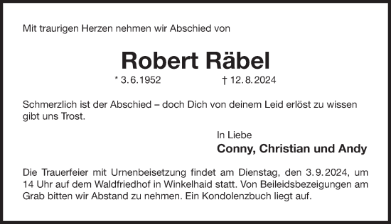 Traueranzeige von Robert Räbel von Der Bote
