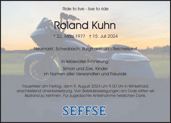 Traueranzeige von Roland Kuhn von Der Bote