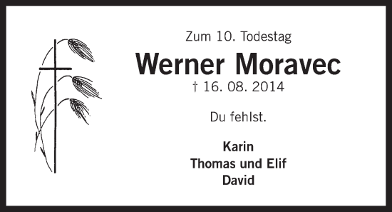 Traueranzeige von Werner Moravec von Der Bote