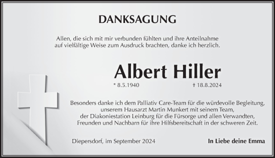 Traueranzeige von Albert Hiller von Pegnitz-Zeitung