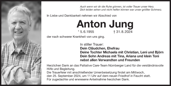 Traueranzeige von Anton Jung von Der Bote