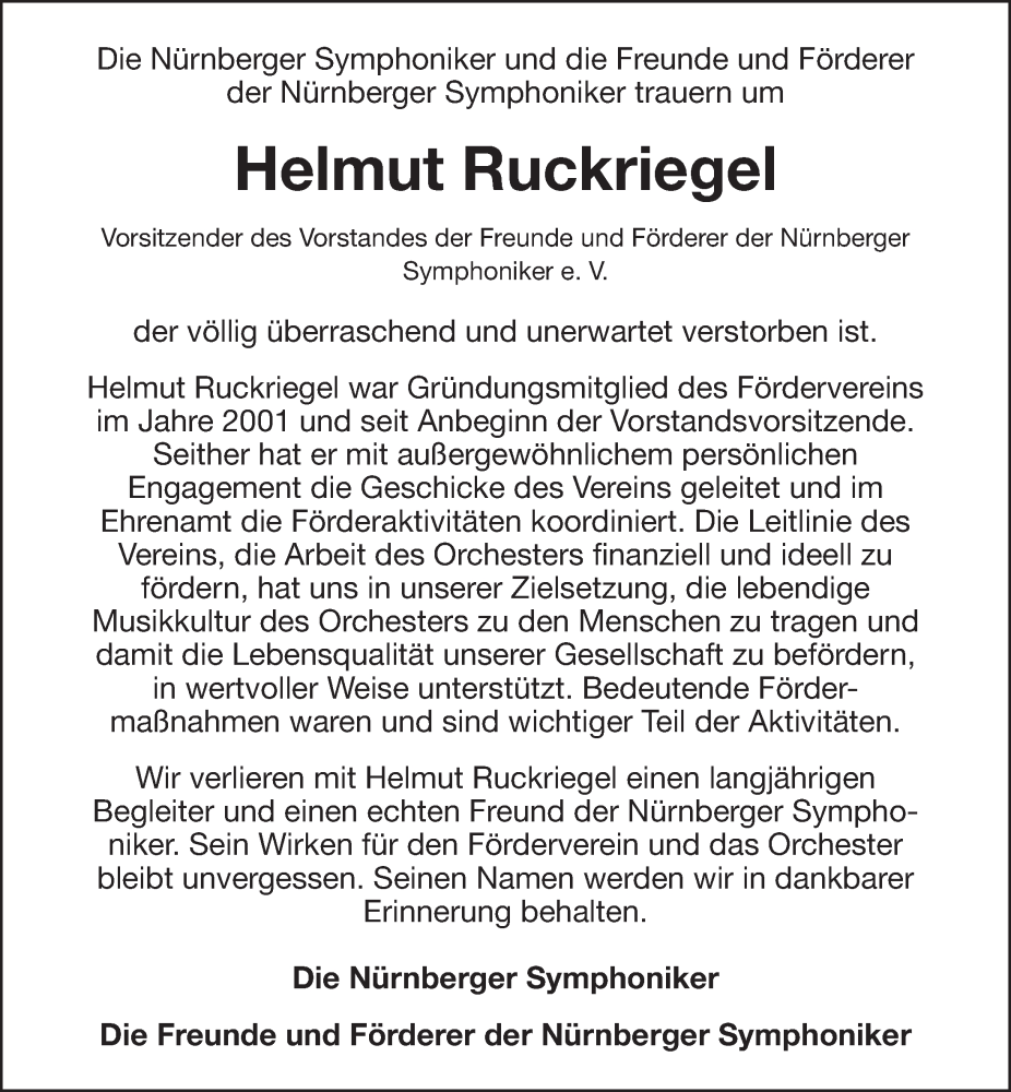  Traueranzeige für Helmut Ruckriegel vom 28.09.2024 aus Pegnitz-Zeitung