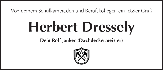 Traueranzeige von Herbert Dressely von Pegnitz-Zeitung