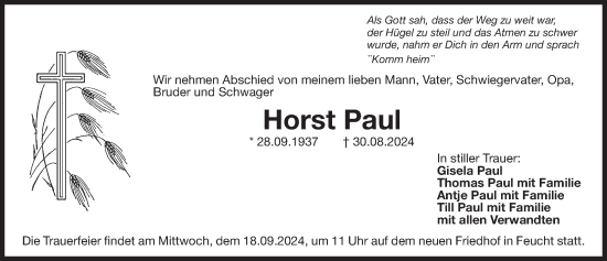Traueranzeige von Horst Paul von Der Bote