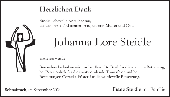 Traueranzeige von Johanna Lore Steidle von Pegnitz-Zeitung