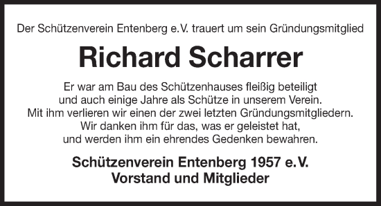 Traueranzeige von Richard Scharrer von Der Bote