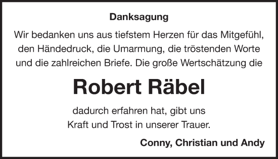 Traueranzeige von Robert Räbel von Der Bote
