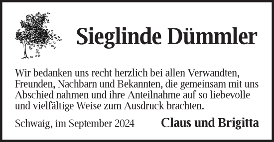 Traueranzeige von Sieglinde Dümmler von Pegnitz-Zeitung