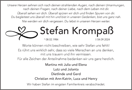 Traueranzeige von Stefan Krompaß von Pegnitz-Zeitung