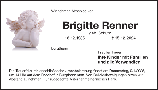 Traueranzeige von Brigitte Renner von Der Bote