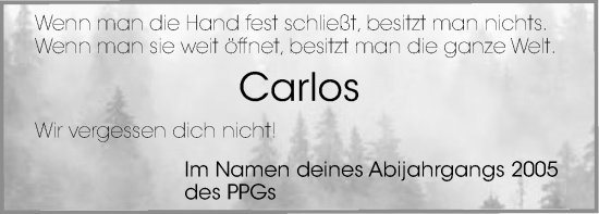 Traueranzeige von Carlos  von Hersbrucker Zeitung Lokal