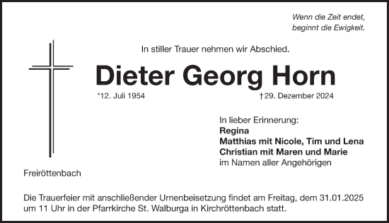 Traueranzeige von Dieter Georg Horn von Pegnitz-Zeitung
