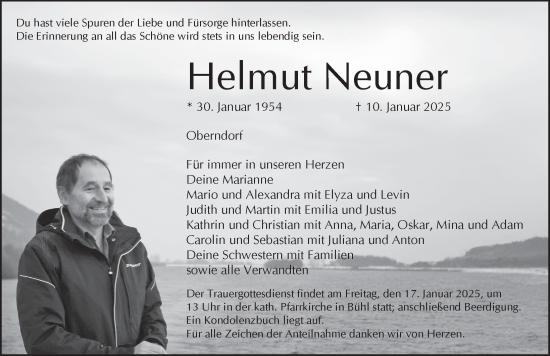 Traueranzeige von Helmut Neuner von Pegnitz-Zeitung