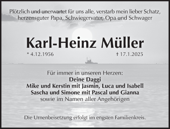 Traueranzeige von Karl-Heinz Müller von Pegnitz-Zeitung