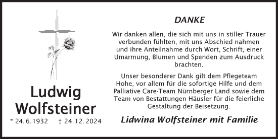 Traueranzeige von Ludwig Wolfsteiner von Der Bote