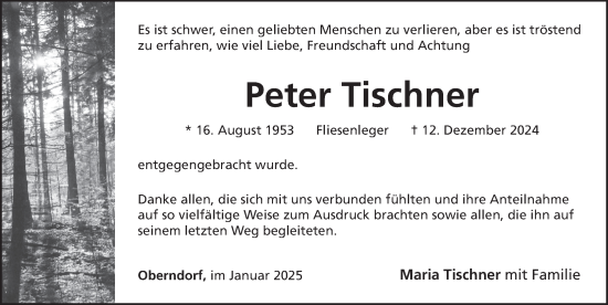 Traueranzeige von Peter Tischner von Pegnitz-Zeitung