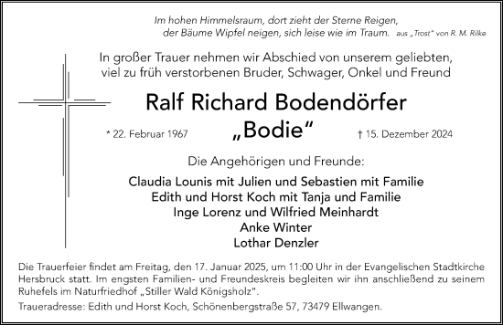 Traueranzeige von Ralf  Bodendörfer von Hersbrucker Zeitung Lokal