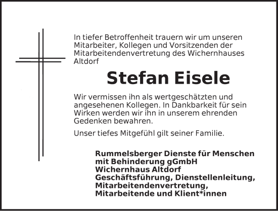 Traueranzeige von Stefan Eisele von Der Bote