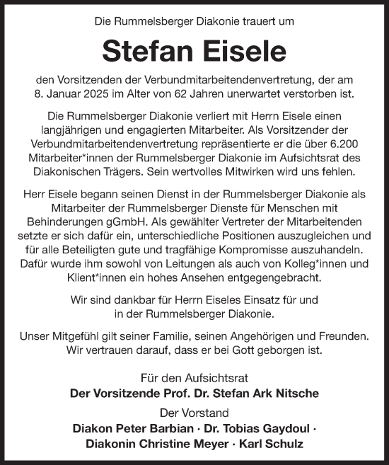 Traueranzeige von Stefan Eisele von Der Bote