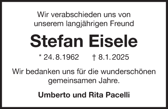 Traueranzeige von Stefan Eisele von Der Bote