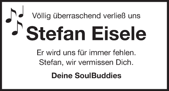Traueranzeige von Stefan Eisele von Der Bote