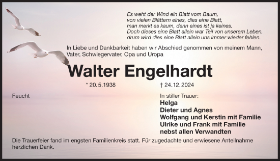 Traueranzeige von Walter Engelhardt von Der Bote