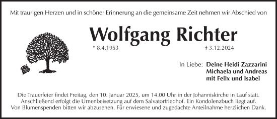 Traueranzeige von Wolfgang Richter von Pegnitz-Zeitung