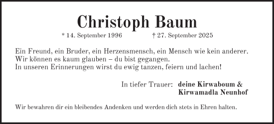 Traueranzeige von Christoph Baum von Pegnitz-Zeitung