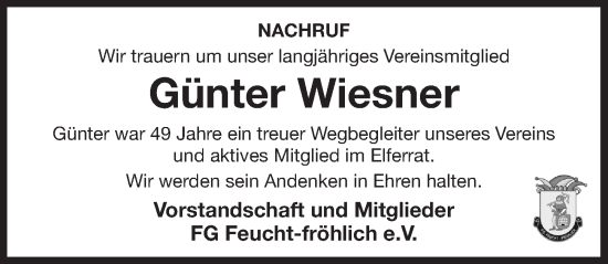 Traueranzeige von Günter Wiesner von Der Bote