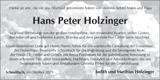 Traueranzeige von Hans Peter Holzinger von Pegnitz-Zeitung
