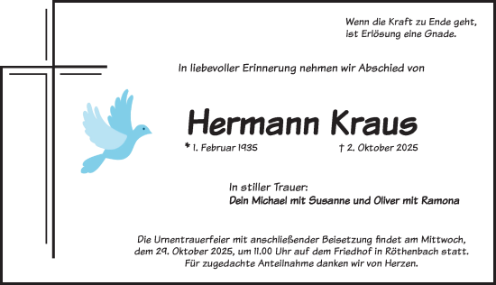 Traueranzeige von Hermann Kraus von Pegnitz-Zeitung