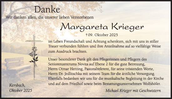 Traueranzeige von Margareta Krieger von Pegnitz-Zeitung