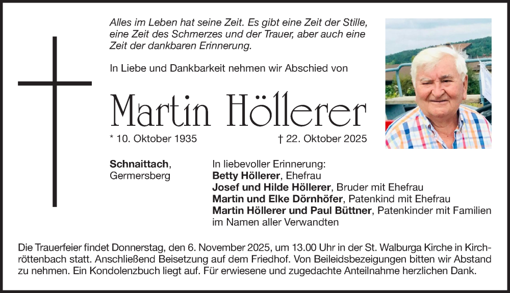  Traueranzeige für Martin Höllerer vom 31.10.2025 aus Pegnitz-Zeitung