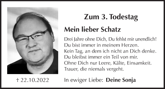 Traueranzeige von Mein lieber Schatz  von Pegnitz-Zeitung