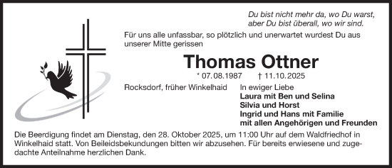 Traueranzeige von Thomas Ottner von Der Bote