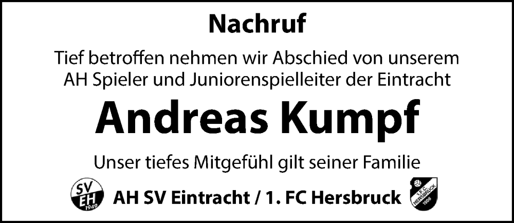  Traueranzeige für Andreas Kumpf vom 19.11.2025 aus Hersbrucker Zeitung Lokal
