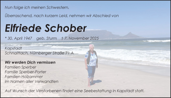 Traueranzeige von Elfriede Schober von Pegnitz-Zeitung