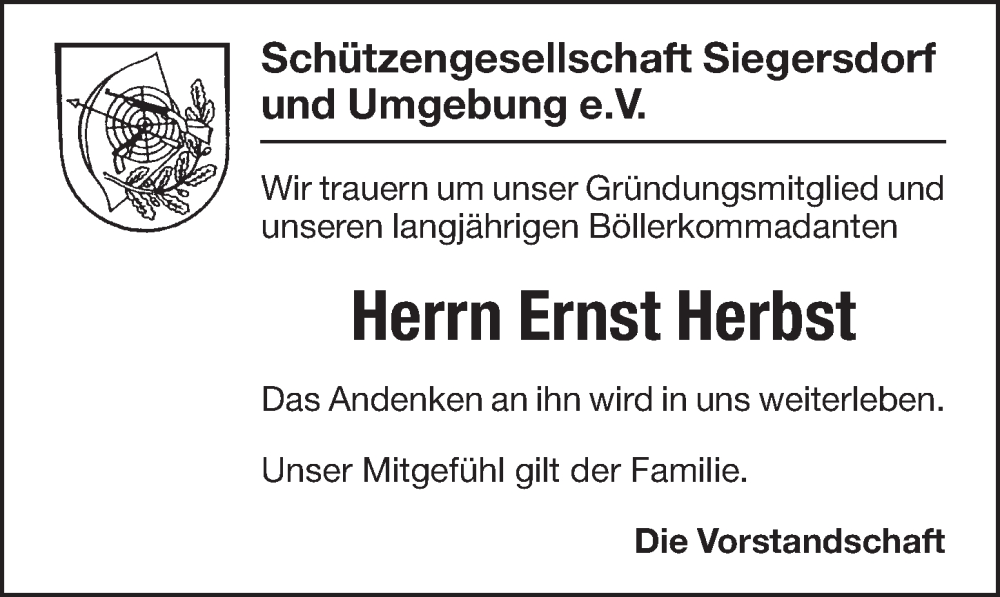  Traueranzeige für Ernst Herbst vom 15.11.2025 aus Pegnitz-Zeitung