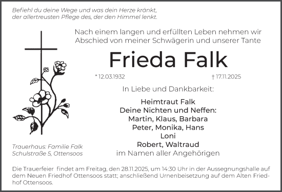 Traueranzeige von Frieda Falk von Pegnitz-Zeitung