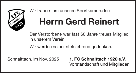 Traueranzeige von Gerd Reinert von Pegnitz-Zeitung
