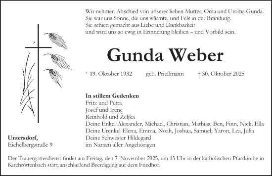 Traueranzeige von Gunda Weber von Pegnitz-Zeitung